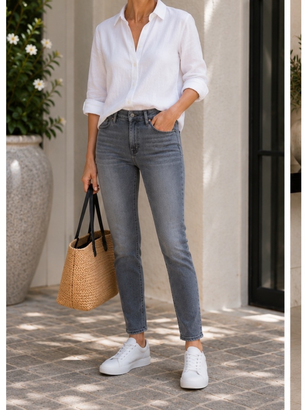 Lafayette 148 Mercer gray skinny jeans stretch $398 Excellent Size 6
